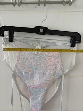 Medium Iridescent Sequin Garter Bottoms Y2K Rave Festival Disco Mermaid SILVER